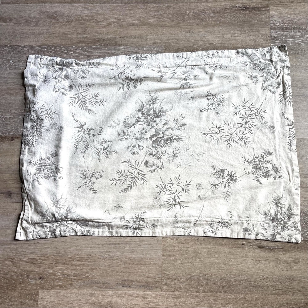 Ralph Lauren Home Standard Queen Pillow Sham Gray Floral Bontanical Cottagecore